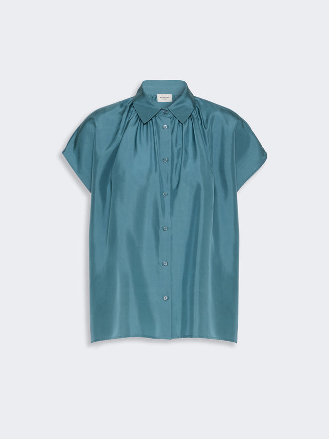 Loose Shirt In Habotai Silk for Women - Light Blue - Max Mara KSA