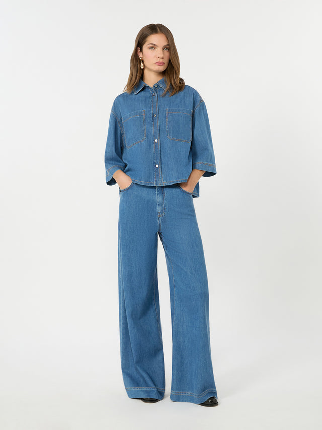 Boxy Denim Shirt for Women - Navy - Max Mara KSA
