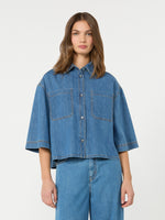 Boxy Denim Shirt for Women - Navy - Max Mara KSA