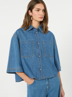 Boxy Denim Shirt for Women - Navy - Max Mara KSA