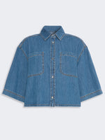 Boxy Denim Shirt for Women - Navy - Max Mara KSA
