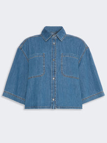 Boxy Denim Shirt for Women - Navy - Max Mara KSA