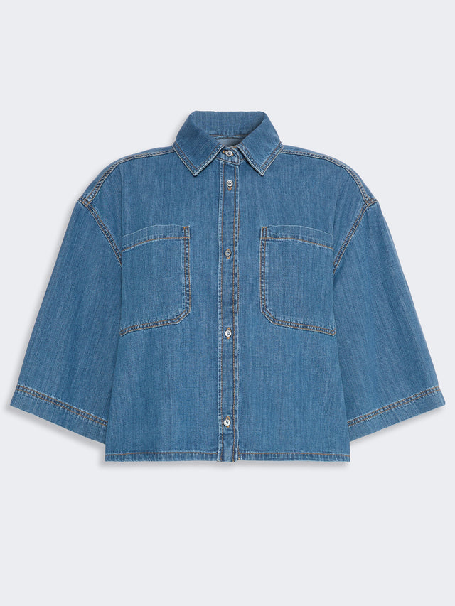 Boxy Denim Shirt for Women - Navy - Max Mara KSA
