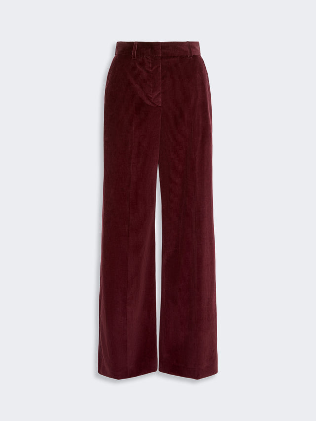Cotton Velvet Trousers for Women - Bordeaux - Max Mara KSA