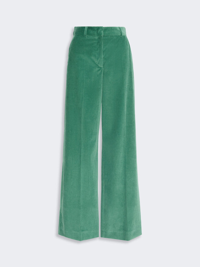 Cotton Velvet Trousers for Women - Green - Max Mara KSA