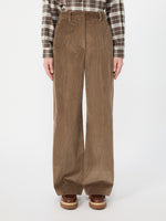 Cotton Velvet Trousers for Women - Light Brown - Max Mara KSA