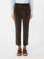 Cotton Velvet Cropped Trousers for Women - Dark Brown - Max Mara KSA