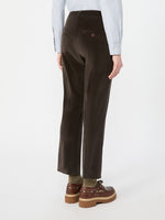 Cotton Velvet Cropped Trousers for Women - Dark Brown - Max Mara KSA
