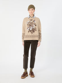 Cotton Velvet Cropped Trousers for Women - Dark Brown - Max Mara KSA
