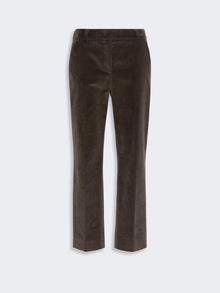 Cotton Velvet Cropped Trousers for Women - Dark Brown - Max Mara KSA