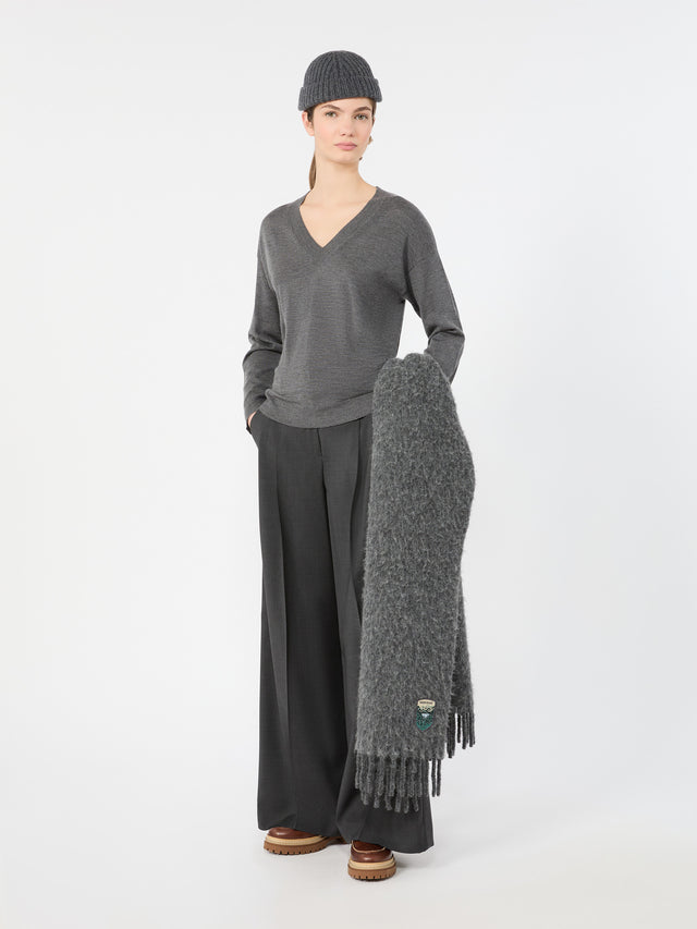 Woollen Cloth Trousers for Women - Dark Grey - Max Mara KSA