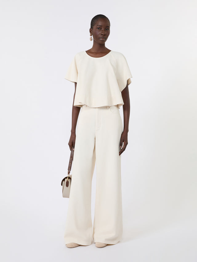 Cotton Bull Denim Jeans for Women - Ecru - Max Mara KSA