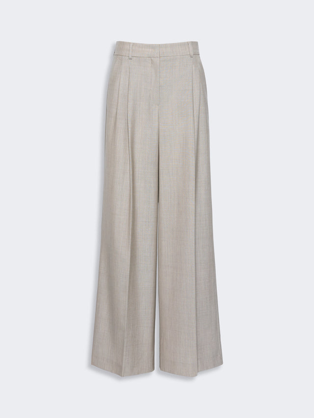 Wide-Leg Woollen Cloth Trousers for Women - Hazelnut Brown - Max Mara KSA