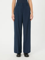 Stretch Wool Palazzo Trousers for Women - Navy - Max Mara KSA