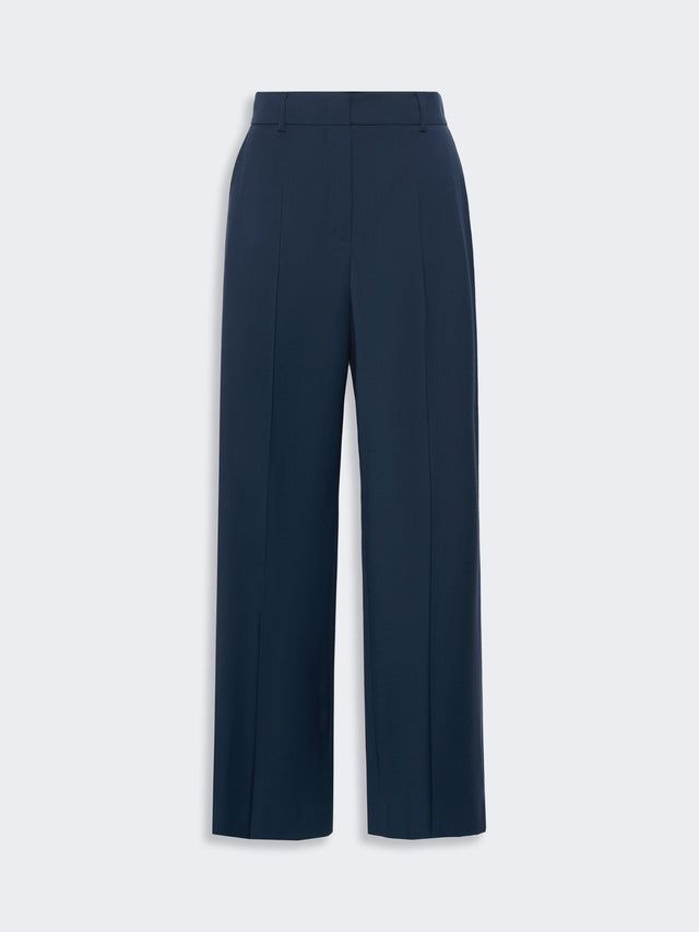 Stretch Wool Palazzo Trousers for Women - Navy - Max Mara KSA
