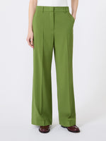 Stretch Wool Palazzo Trousers for Women - Green - Max Mara KSA