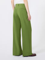 Stretch Wool Palazzo Trousers for Women - Green - Max Mara KSA