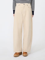 Cotton Drill Trousers for Women - Ivory - Max Mara KSA