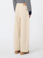 Cotton Drill Trousers for Women - Ivory - Max Mara KSA