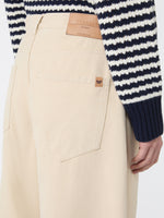 Cotton Drill Trousers for Women - Ivory - Max Mara KSA
