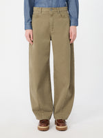 Cotton Drill Trousers for Women - Kaki - Max Mara KSA