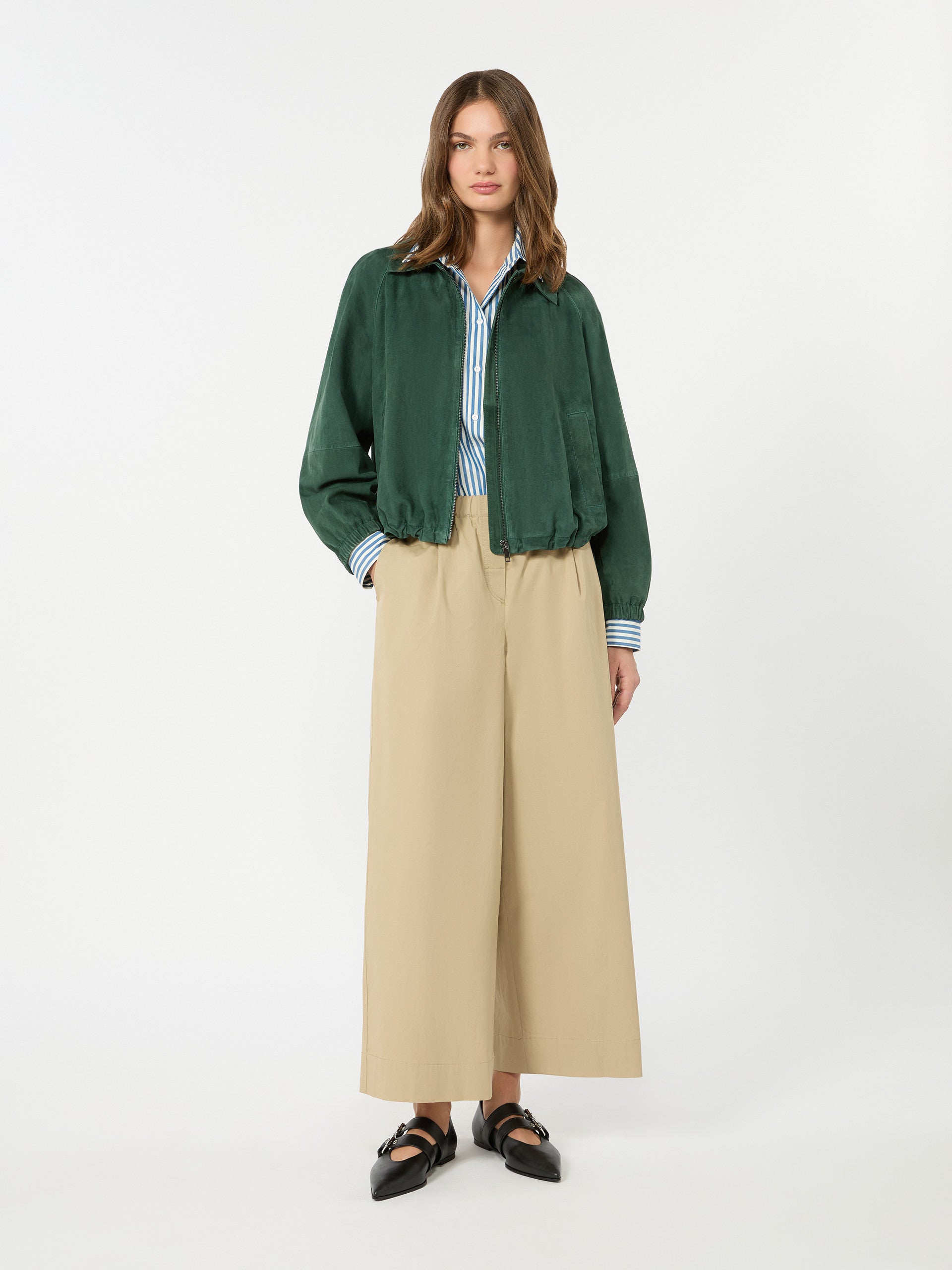 Flared Cotton Gabardine Trousers for Women - Beige - Max Mara KSA