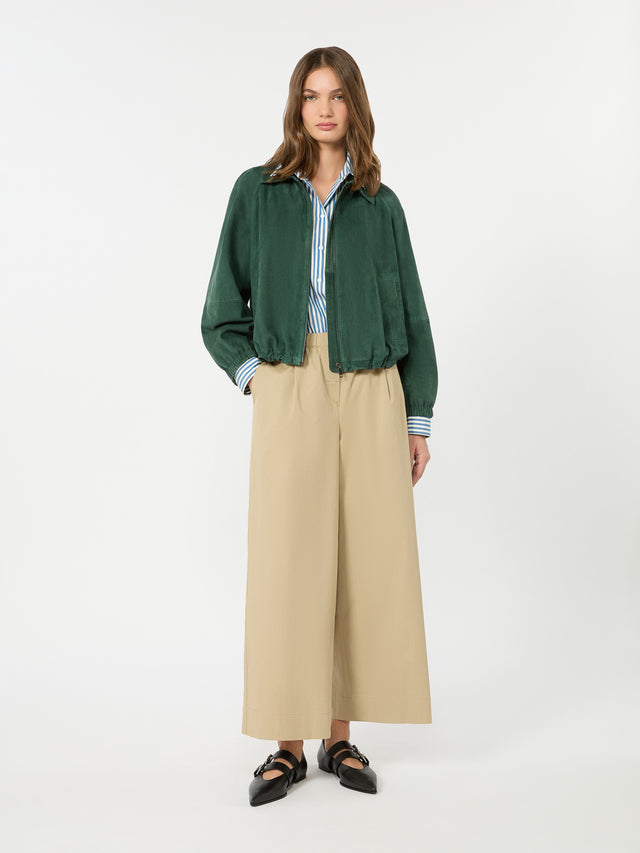 Flared Cotton Gabardine Trousers for Women - Beige - Max Mara KSA