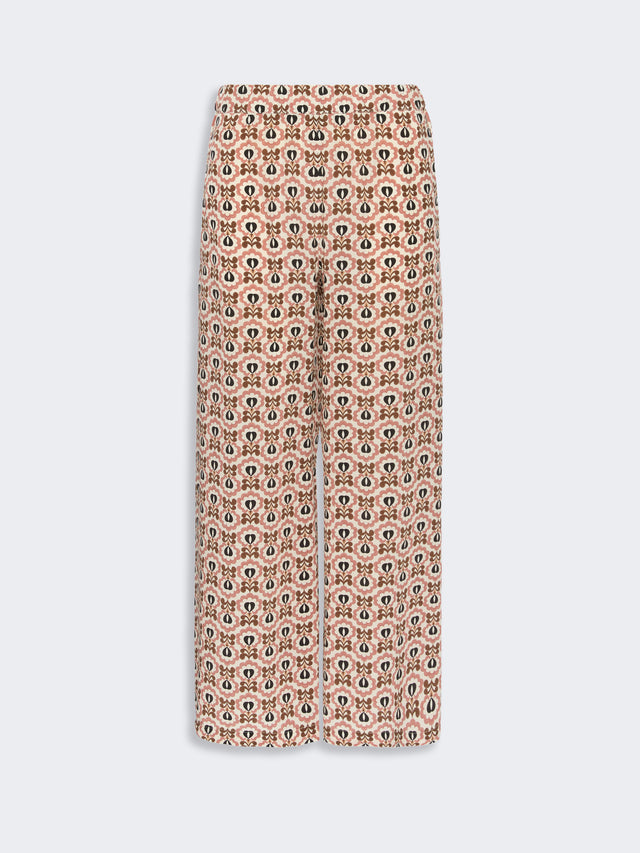 Printed Crepe De Chine Trousers for Women - Antique Rose - Max Mara KSA