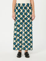 Printed Crepe De Chine Trousers for Women - Dark Green - Max Mara KSA