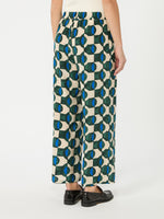 Printed Crepe De Chine Trousers for Women - Dark Green - Max Mara KSA