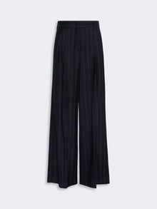 Wool Pinstriped Flannel Trousers for Women - Navy - Max Mara KSA