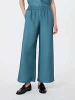 Cropped Silk Trousers for Women - Light Blue - Max Mara KSA