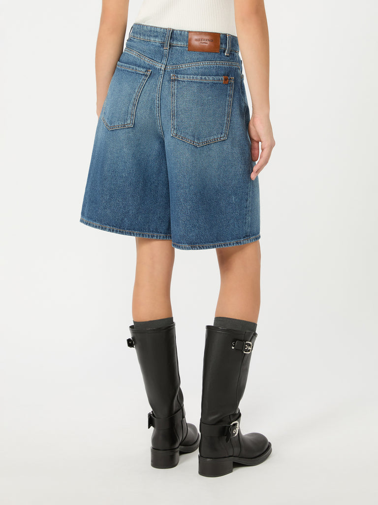 max mara cotton denim bermuda shorts