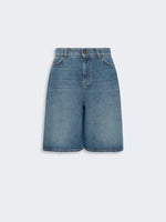 Cotton Denim Bermuda Shorts for Women - Navy - Max Mara KSA
