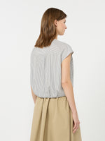Cotton Poplin Crop Top for Women - Navy - Max Mara KSA