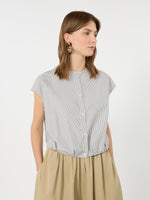 Cotton Poplin Crop Top for Women - Navy - Max Mara KSA
