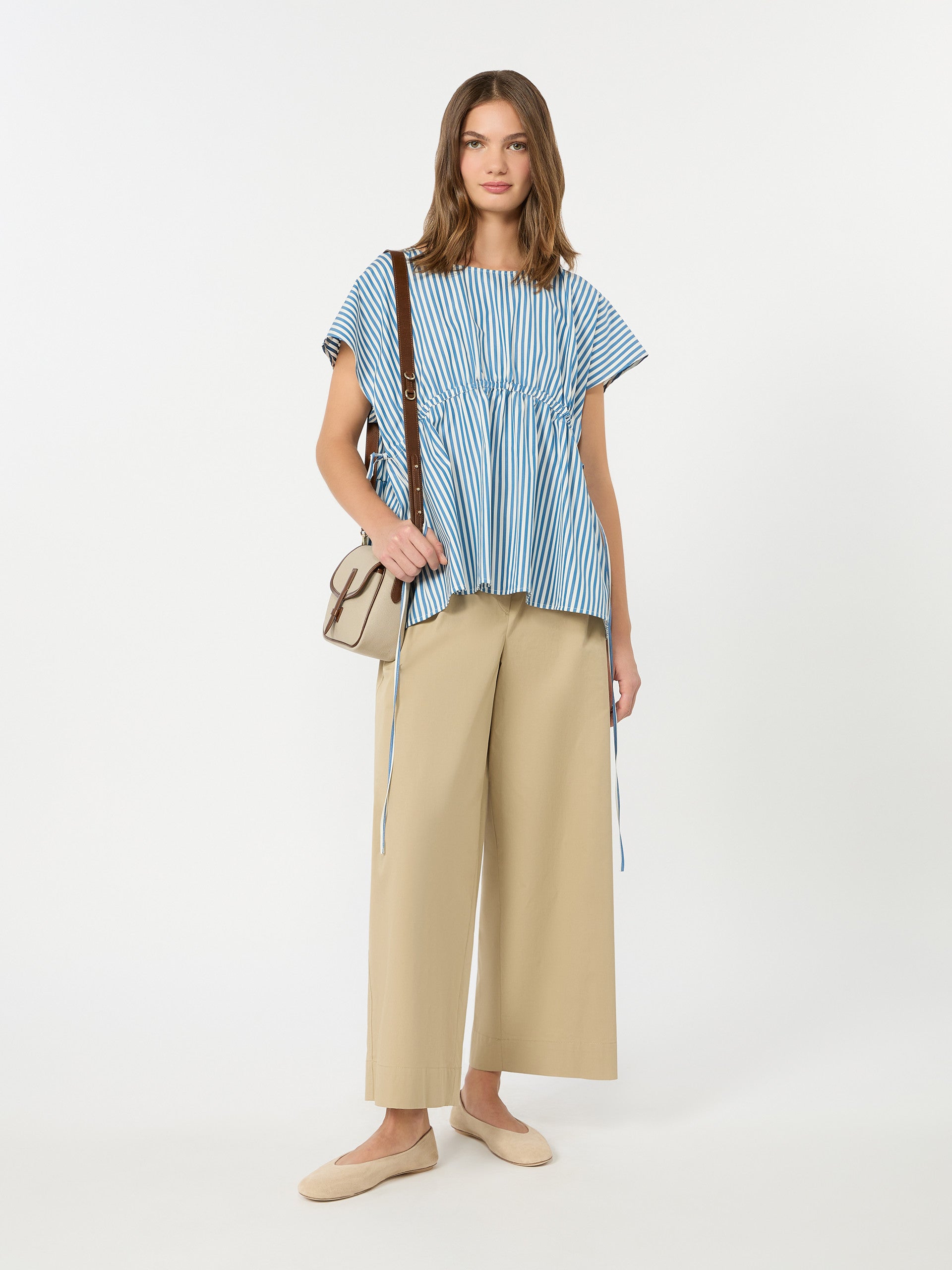 Cotton Poplin Blouse for Women - Cornflower Blue - Max Mara KSA