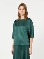 Loose Blouse In Pleated Satin for Women - Dark Green - Max Mara KSA