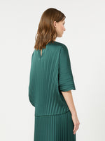 Loose Blouse In Pleated Satin for Women - Dark Green - Max Mara KSA