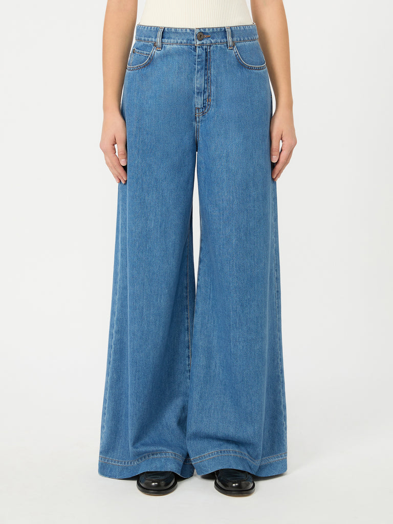 max mara cotton denim wide-leg jeans