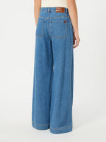 Cotton Denim Wide-Leg Jeans for Women - Navy - Max Mara KSA
