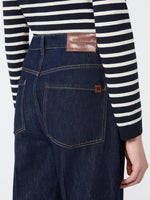 Cotton Denim Palazzo Jeans for Women - Navy - Max Mara KSA