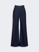 Cotton Denim Palazzo Jeans for Women - Navy - Max Mara KSA