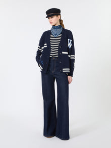Cotton Denim Palazzo Jeans for Women - Navy - Max Mara KSA