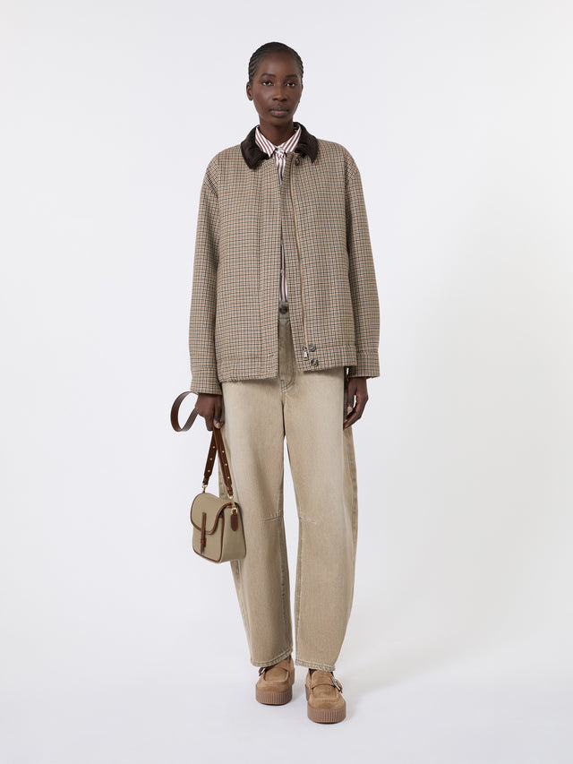 Worn-Look Denim Barrel-Leg Jeans for Women - Beige - Max Mara KSA