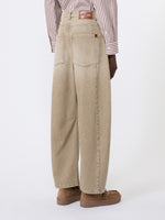 Worn-Look Denim Barrel-Leg Jeans for Women - Beige - Max Mara KSA