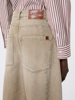 Worn-Look Denim Barrel-Leg Jeans for Women - Beige - Max Mara KSA