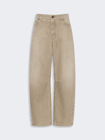 Worn-Look Denim Barrel-Leg Jeans for Women - Beige - Max Mara KSA