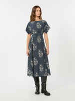 Printed Silk Crepe De Chine Dress for Women - Navy - Max Mara KSA