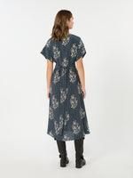 Printed Silk Crepe De Chine Dress for Women - Navy - Max Mara KSA
